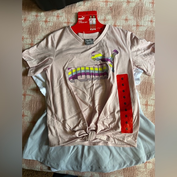 Puma Kids Light Pink Graphic Tee - Picture 1 of 2